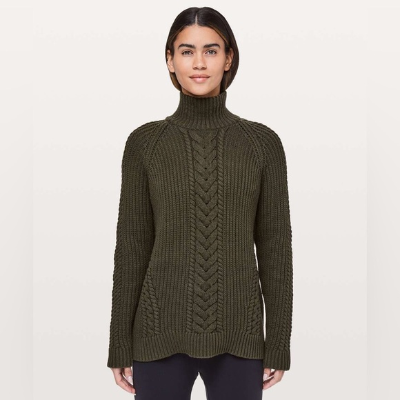 lululemon athletica Sweaters - Lululemon Bring The Cozy Turtleneck Dark Olive Size 4